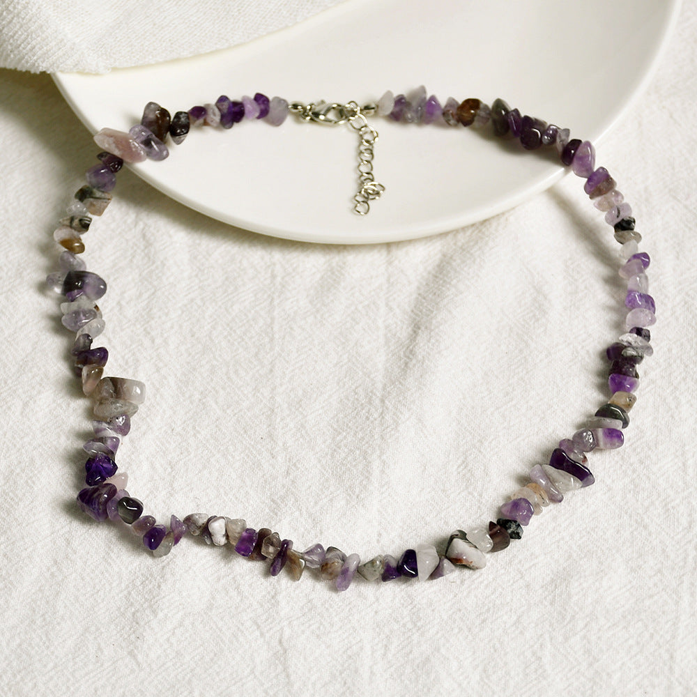 Wholesale Summer beach wind color crystal gravel necklace